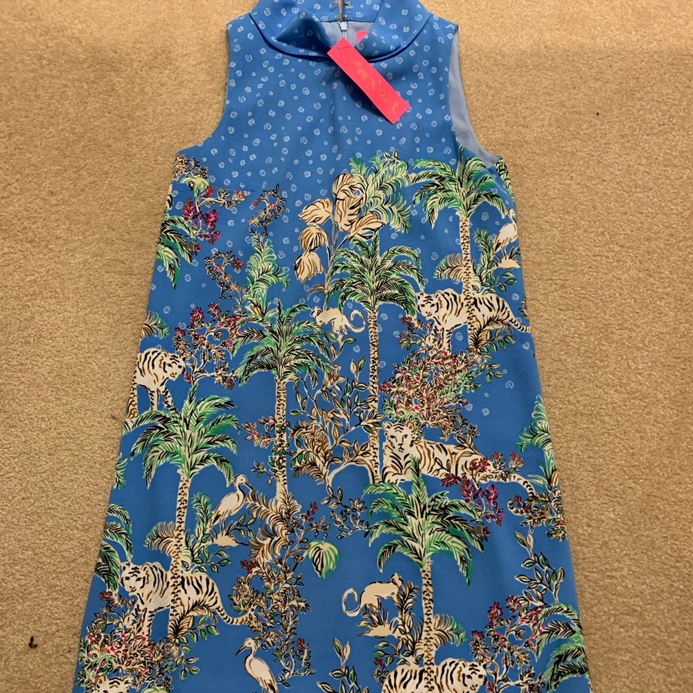 NWT lilly Pulitzer jungle print mock neck shift sz 4, dress up or down!